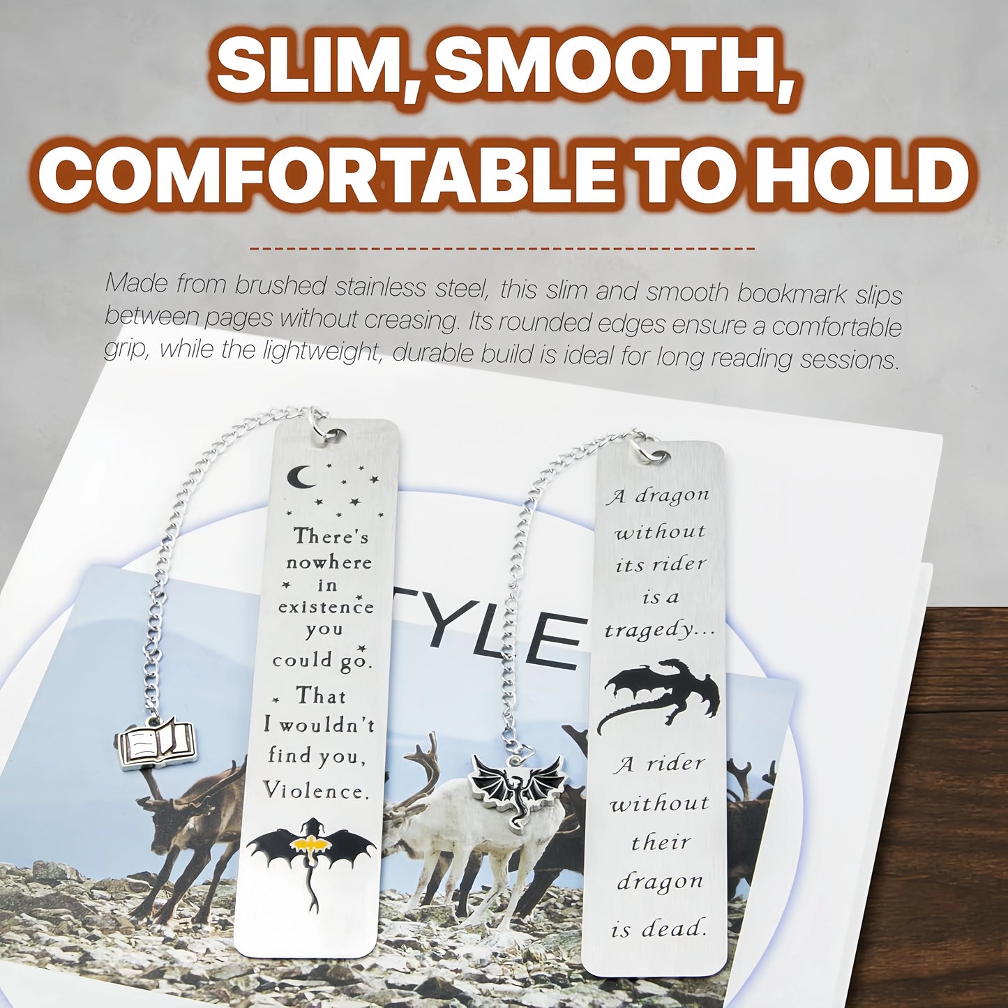 Fourth Wing Metal Bookmark with Fantasy Quotes - Book Lover Gift