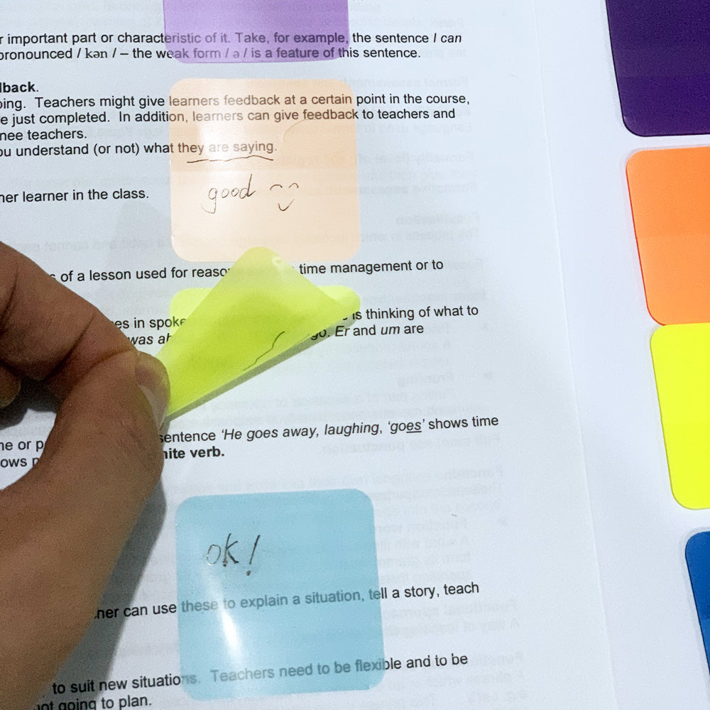 Transparent Sticky Notes for Book Annotation - 160 Sheets | 8 Colours