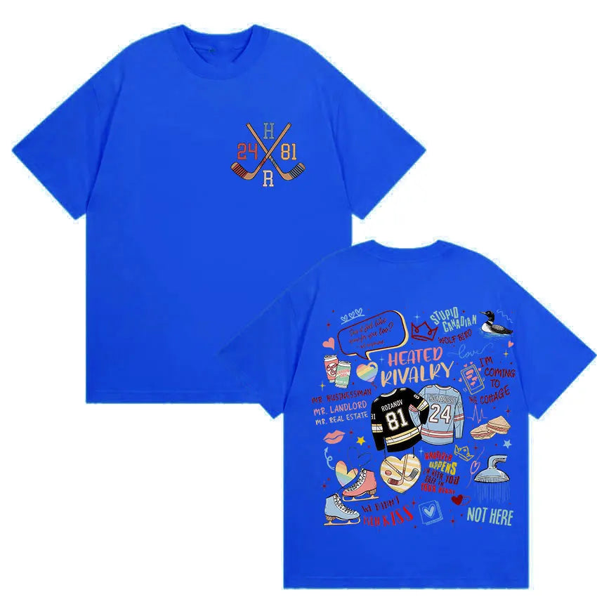 Heated Rivalry Doodle Graphic T-Shirt | Shane Hollander Ilya Rozanov Book Merch Tee