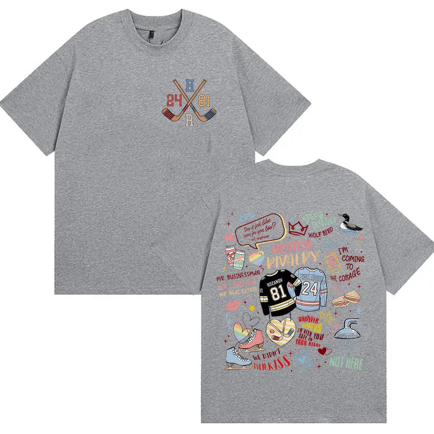 Heated Rivalry Doodle Graphic T-Shirt | Shane Hollander Ilya Rozanov Book Merch Tee