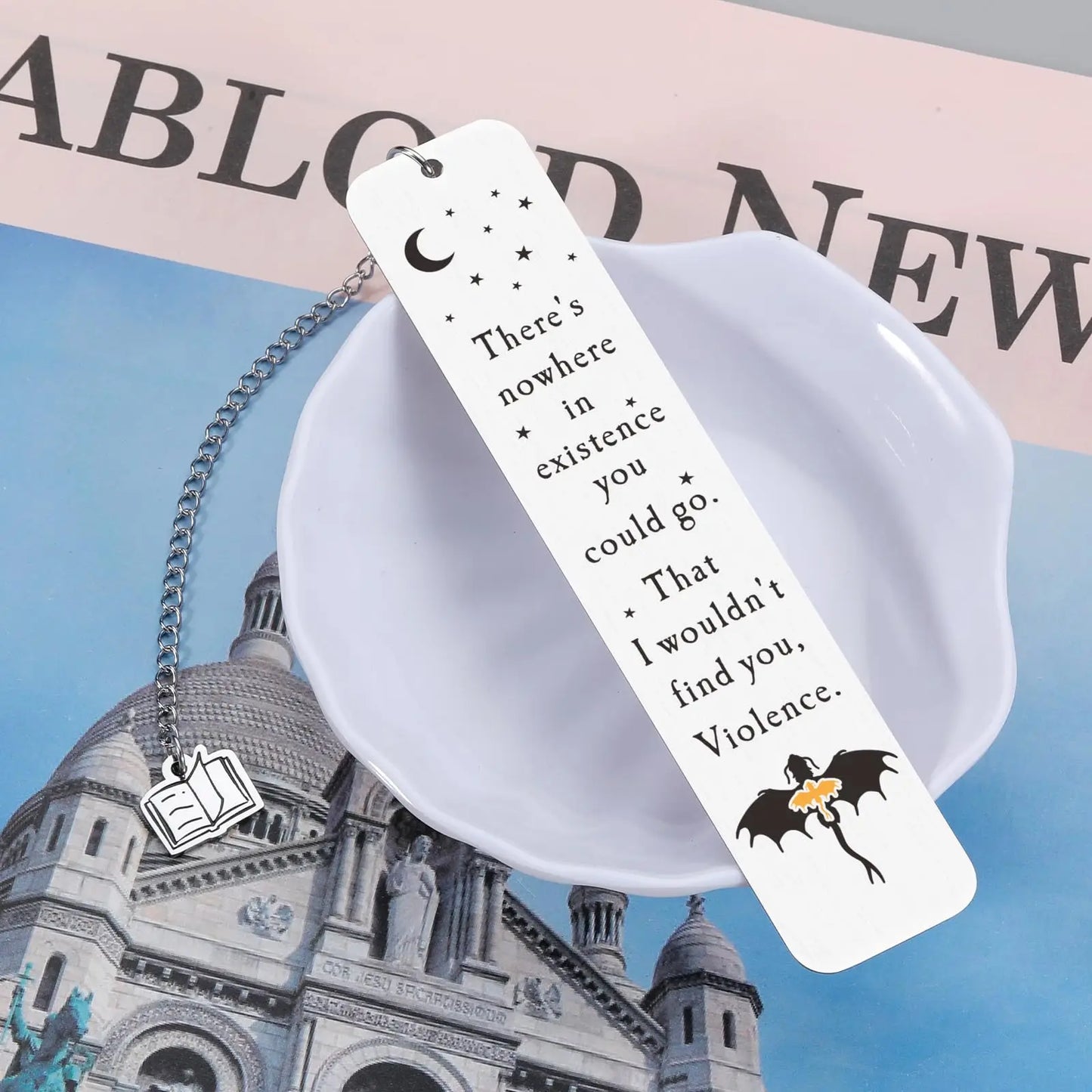 Fourth Wing Metal Bookmark with Fantasy Quotes - Book Lover Gift