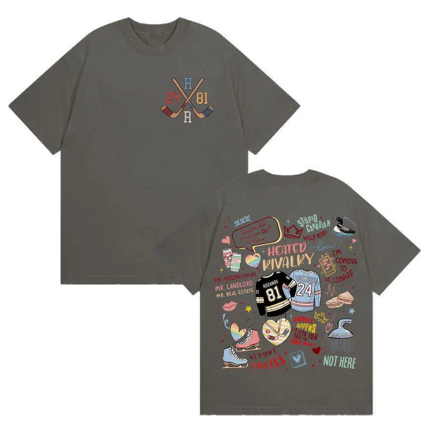 Heated Rivalry Doodle Graphic T-Shirt | Shane Hollander Ilya Rozanov Book Merch Tee