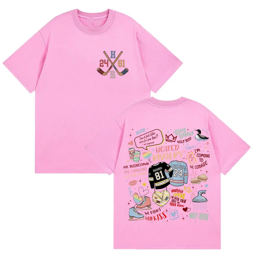 Heated Rivalry Doodle Graphic T-Shirt | Shane Hollander Ilya Rozanov Book Merch Tee