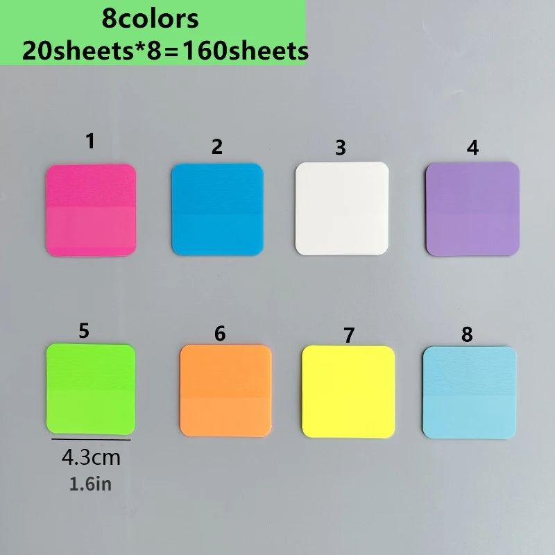 Transparent Sticky Notes for Book Annotation - 160 Sheets | 8 Colours
