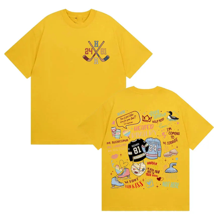 Heated Rivalry Doodle Graphic T-Shirt | Shane Hollander Ilya Rozanov Book Merch Tee