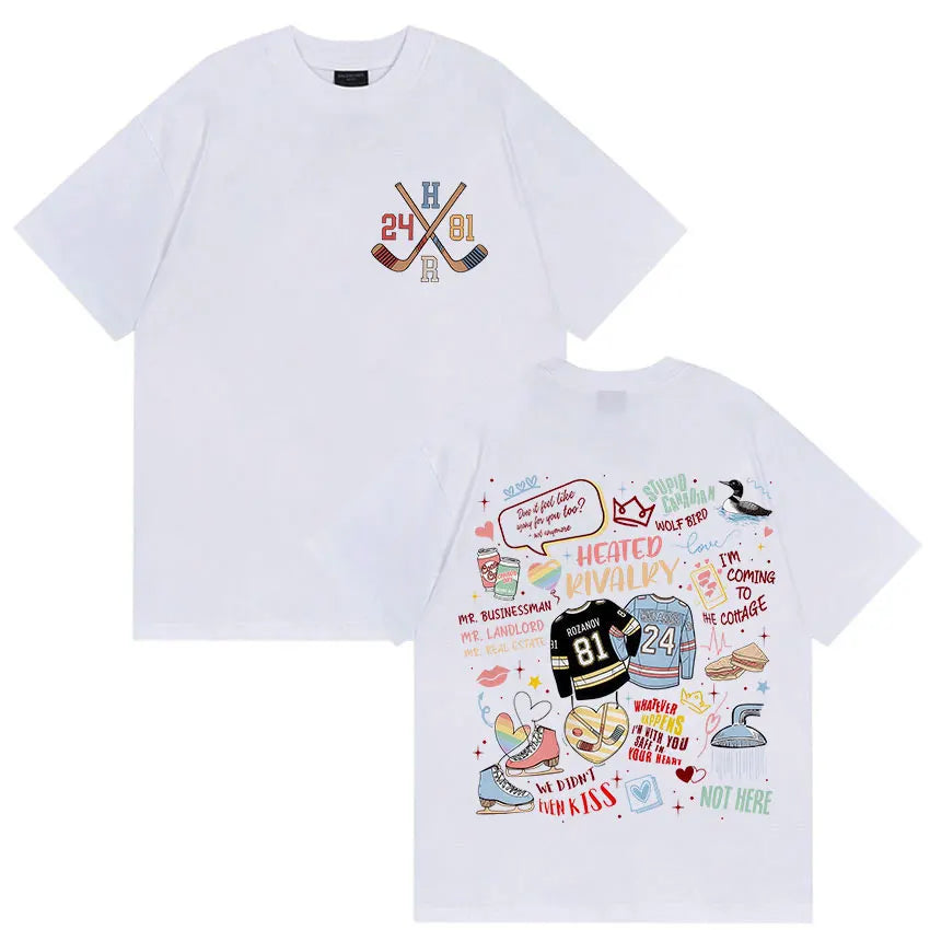 Heated Rivalry Doodle Graphic T-Shirt | Shane Hollander Ilya Rozanov Book Merch Tee