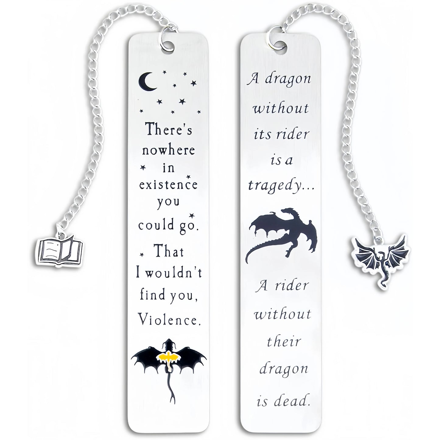 Fourth Wing Metal Bookmark with Fantasy Quotes - Book Lover Gift