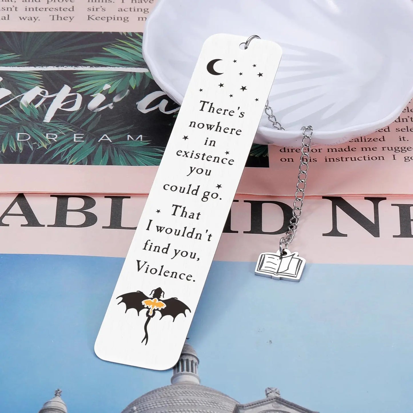 Fourth Wing Metal Bookmark with Fantasy Quotes - Book Lover Gift