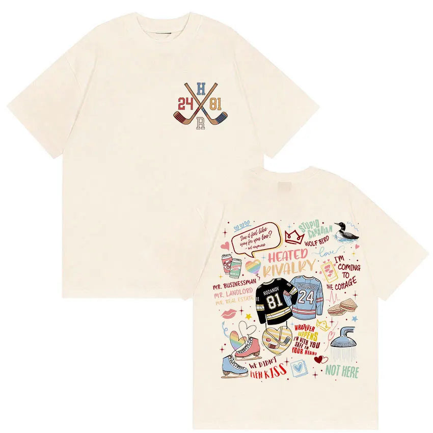 Heated Rivalry Doodle Graphic T-Shirt | Shane Hollander Ilya Rozanov Book Merch Tee