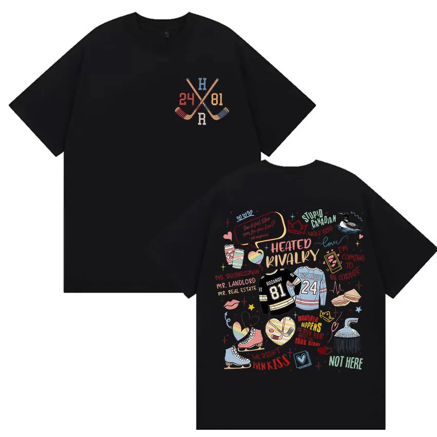 Heated Rivalry Doodle Graphic T-Shirt | Shane Hollander Ilya Rozanov Book Merch Tee