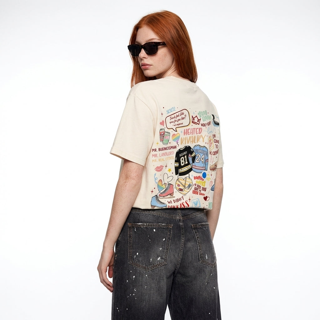 Heated Rivalry Doodle Graphic T-Shirt | Shane Hollander Ilya Rozanov Book Merch Tee