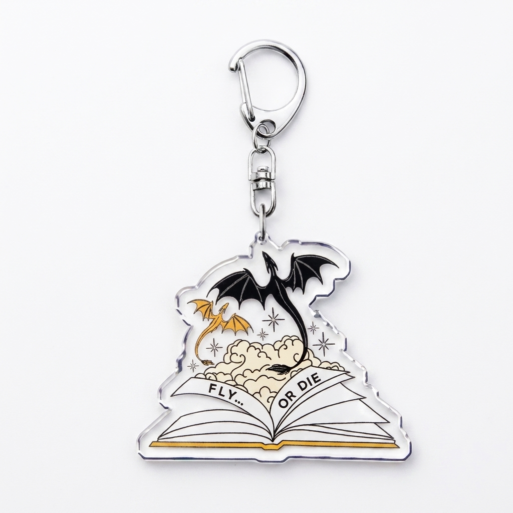 Fly or Die Dragon Keychain — Fourth Wing Acrylic Charm