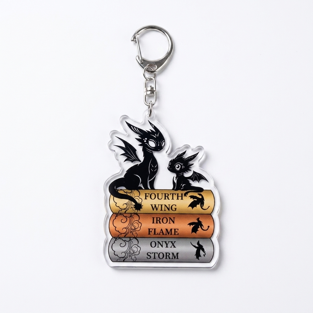 Fly or Die Dragon Keychain — Fourth Wing Acrylic Charm
