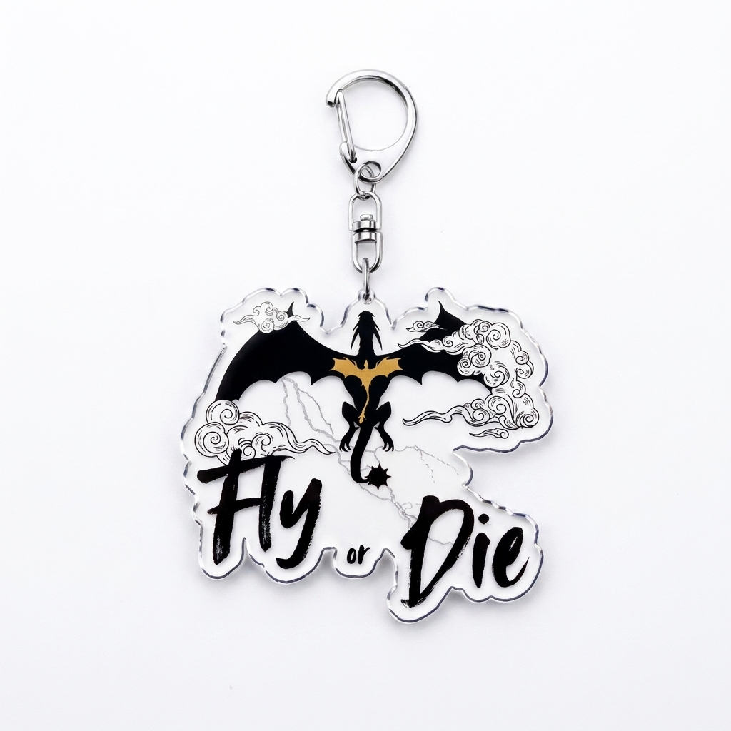Fly or Die Dragon Keychain — Fourth Wing Acrylic Charm
