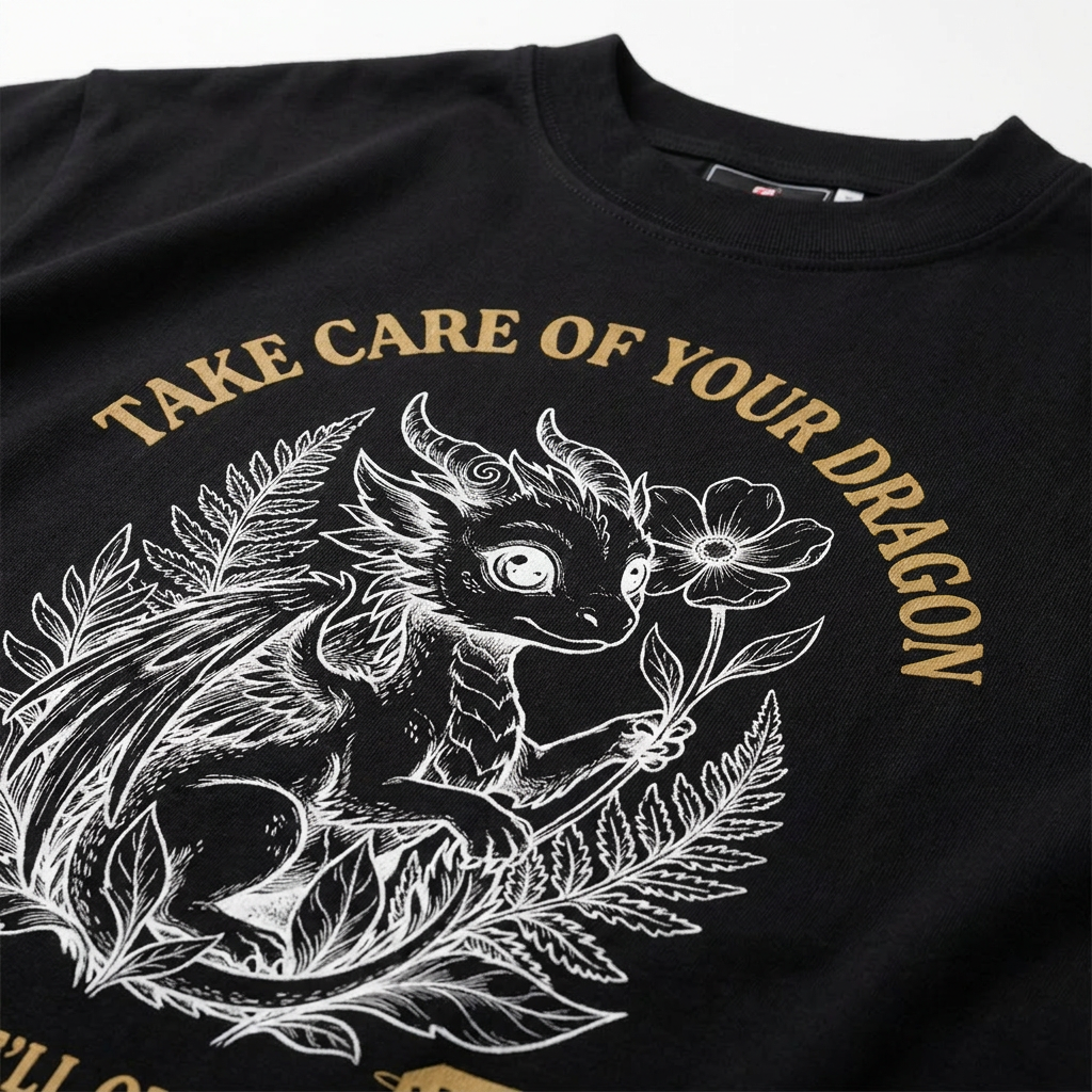 Take Care of Your Dragon Oversized Tee Dark | Fourth Wing