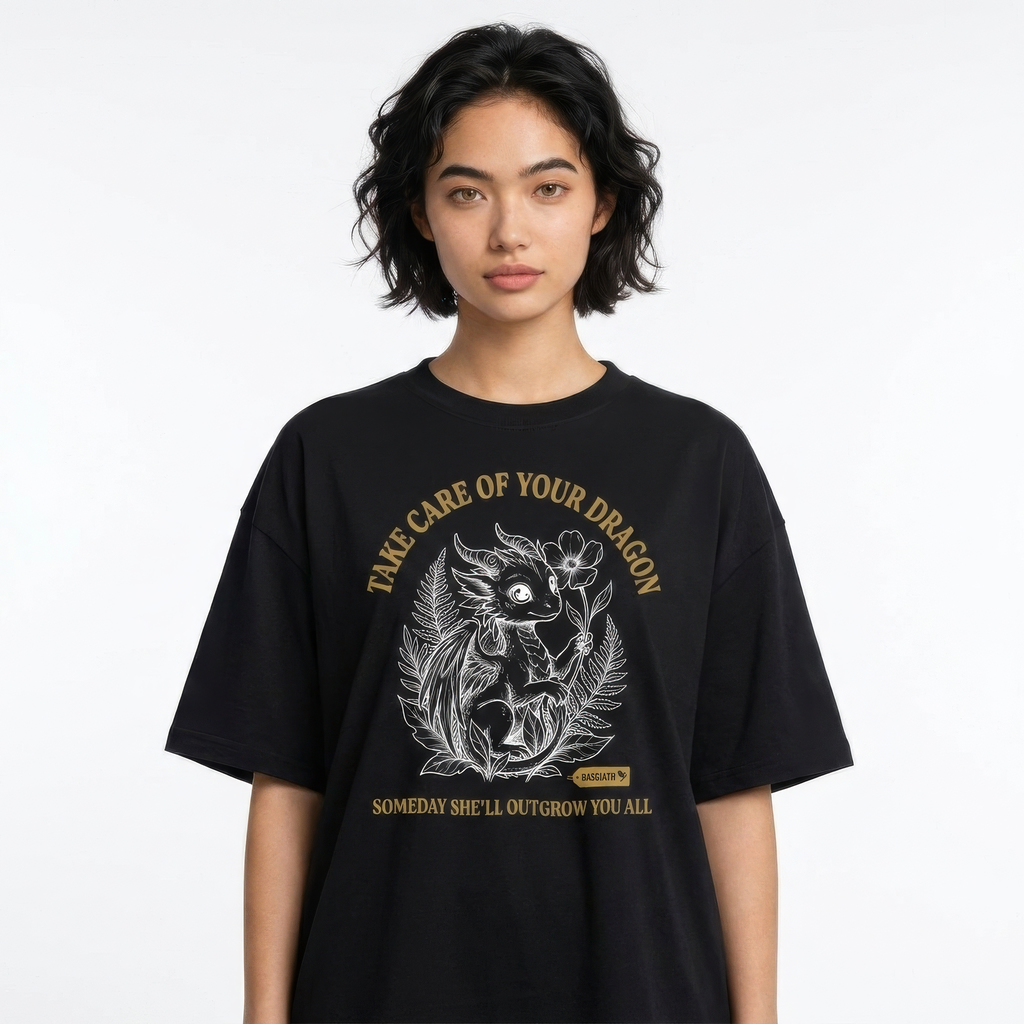 Take Care of Your Dragon Oversized Tee Dark | Fourth Wing