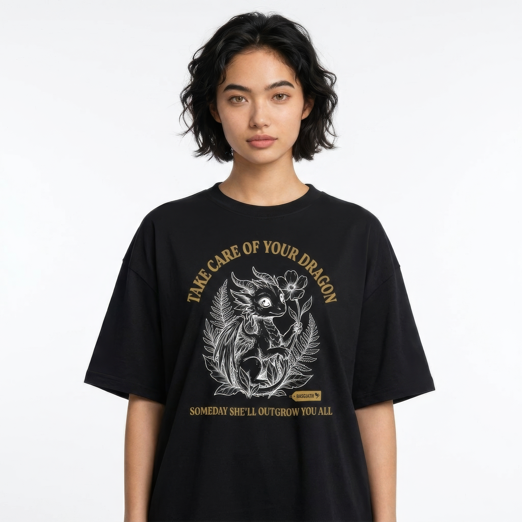 Take Care of Your Dragon Oversized Tee Dark | Fourth Wing